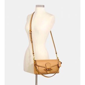 COACH SMALL JADE LEATHER SHOULDER BAG WITH WHIPSTITCH IN TAUPE